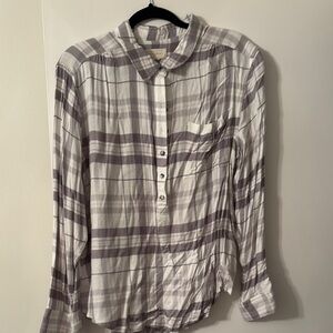 Melloday quarter button plaid top